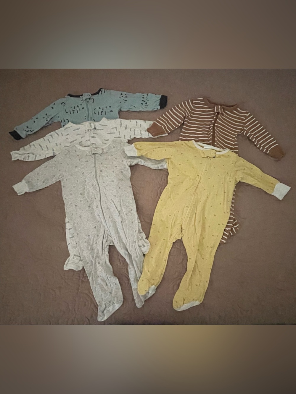 95a Gerber Footed Zip Cotton Sleepers 5pc Mixed Patterns Unisex 3-6 Months